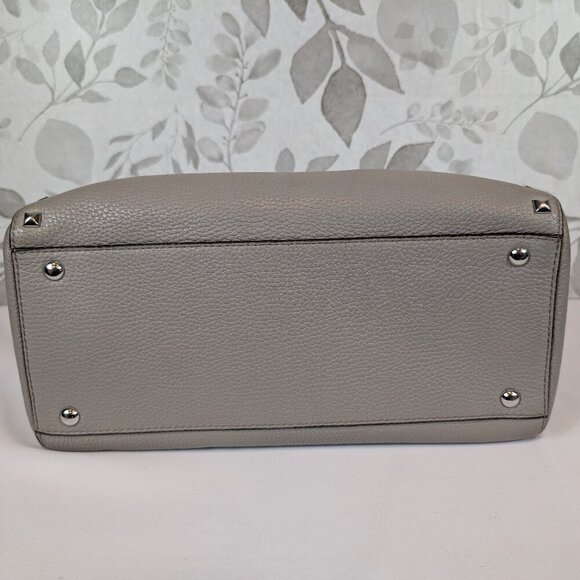 Michael Kors Sandrine Handbag Studded Pebble Leather Satchel Gray Crossbody EUC - Picture 5 of 10